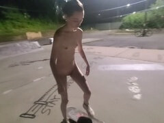 Small tits, skating naked, sports