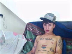 Tattooed tranny riding her clumsy boyfriend on cam