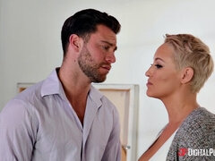 Velike joške, Blondinka, Fafanje, Rjavolaska, Dress, Jeans, Kuhinja, Lizanje