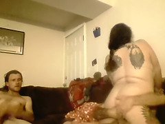 Meaty tittied wife gets screwed hard and husband sucks big dong