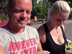 Mia bitch gets her big tits fucked in public on her first amateur sex date