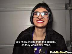 Nerdy babe doggystyled for money