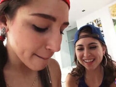 Abella Danger & Riley Reid Give Mike Adriano a Hot Double Blowjob