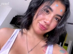 Kitty Sweet Fingering Her Creamy Pussy - Big Tits Latina Moans Loud