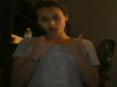 Pretty honey is posing and taunting on live webcam, in the middle of the night