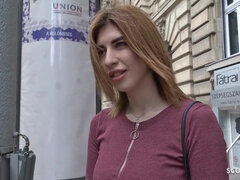 GERMAN SCOUT - CUTE GINGER TEENAGE TALK TO SHAG AT STREET CASTING FOR CASH - Cum Load