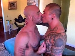 Tattooed Damian Dragon barebacks Adam Russo's naughty hole