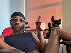 PrinceSleaze throws his legs up, sucks and penetrates his throat and hole with a dildo