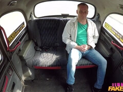 A lady taxi driver wants to take a look at her passenger's dick.
