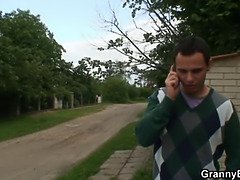 Lonely granny is pleasing an young stud