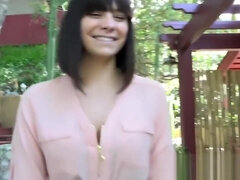 Charming naturally busty teen 18+ gets her daily dose of vitamin D