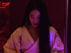 アジア人, お尻, 緊縛, 美人, ボンデージ, 茶髪の, フェティッシュ, 乳首