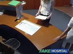 Naughty Czech patient with blonde hair begs for a reality check in fake hospital