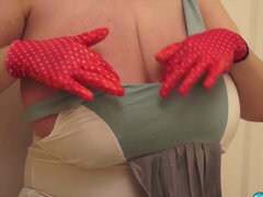 Busty maid Micky Bells working hard cleaning everything