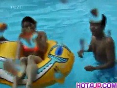 Mai Sakurai and besides gals are touched at pool