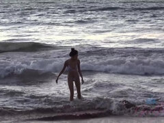 Leie, Strand, Flashen, Pov, Öffentlich, Abendanzug, Spanner, Nass