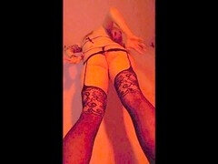 Fingern, Grufti, Lingerie, Höschen, Zierlich, Solo, Tätowierung, Tanga