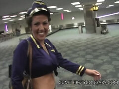 Big Tit Cougar Stewardess Slam Fucked by Black Dick