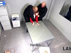 Brunette brune, Hard, Hd, Police, Polonais, Chatte, Suçant, Plan cul à trois