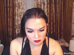 Brunette amateur in black on webcam