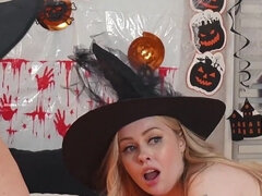 Busty MILF Lauren Philips and Cutie Stepdaughter Haley Spades Fuck Two Magic Cocks in Halloween Foursome Taboo Sex