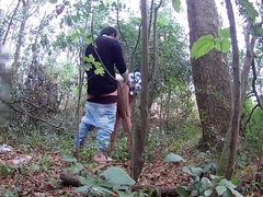 My girlfriend with another guy in forest