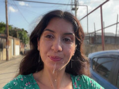 Amador amadora, Boquete, Morena, Jato de porra, Facial, Ao ar livre cartaz de rua outdoor, Pontos de vista, Adolescente