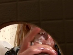 Amatör, Blondin, Sperma shot, Dildo, Slick, Solo, Stockings, Leksaker