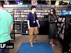 When sarah, the cougar of nick’s fantasies entered his store, the stud wasn’t able to converse to her - mylf