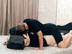 素人, カップル, フェムドム, 指いじり, キス, レズビアン, ペニスバンド