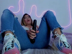 Amatør, Blondine, Kvinde, Bukser, Latinsk, Onani, Vibrator