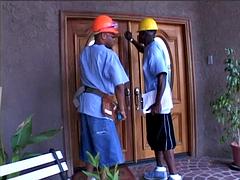 Bored Housewife Seduces Deepthroats and Fucks 2 Black Plumbers