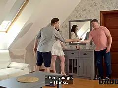 Daddy4k. dad's son-in-law is dating a hot girl with Big Tits, so daddy screwed her