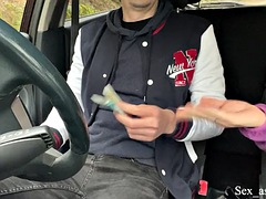淫乱熟女, アウトドア, 娼婦, 生徒, フェラする
