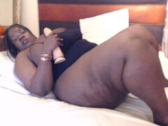 Ebony BBW Sucking Dildo and Teasing