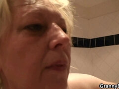 Mature old blonde doggy-fucked by horny dude