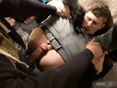 Male pulls jeans up and gets analyzed by his classmate