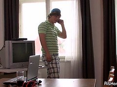 Freckled teen fucking busty mature with her foot