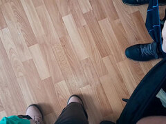 Three Female Students Gathered Together in an Empty Lecture Hall During a Break to Have Sex