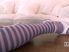 금발의, 힐, 오르가슴, 보지, 여학생, 면도된, 혼자, 스타킹