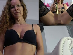 Amateur, Gode, Femelle, Masturbation, Mère que j'aimerais baiser, Chatte, Solo, Jarretelles