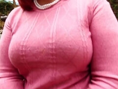 Chubby redhead Marcy Diamond taking on a black cock