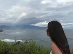 Amateur, Playa, Morena, Coche, Al aire libre, Afeitado, Flaco, Tetas