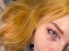 아마추어, 오랄섹스, 커플, 얼굴에, 빨간 머리, 빼빼한, 청소년, 젖가슴