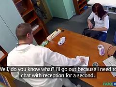 Squash your cock and my toy into my vagina, doctor - fake health center