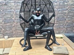 Blasen, Spermaladung, Riesenschwanz, Latex, Orgasmus, Pool, Gummi, Sklave