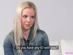 Cute Blonde Beauty Lets Hot Female Agent Have Her Way