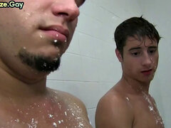 Wet studs go gay for college fraternity under shower