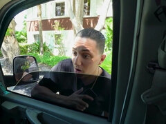 美女, フェラチオ, 車, バック, 黒人, Hd, 小柄, 剃毛