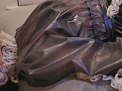 Miss Ruby Pvc Domme Throatfucks Sissy Maid with Huge Black Strap-on, Sph, Face Slapping with Dildo